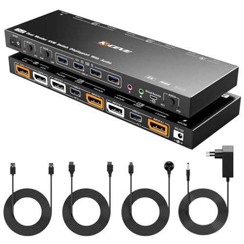 YOUTINGHDAV USB 3.0 KVM Switch 2 PC 2 Monitore Displayport, KVM Switch Displayport 4K@144Hz, USB 3.0 Switch Modi für DP KVM-Switches Dual Monitor Teilen Tastatur Maus, mit 3,5mm Audio Output Extraktor YOUTINGHDAV USB 3.0 KVM Switch 2 PC 2 Monitore Displayport, KVM Switch Displayport 4K@144Hz, USB 3.0 Switch Modi für DP KVM-Switches Dual Monitor Teilen Tastatur Maus, mit 3,5mm Audio Output Extraktor von YOUTINGHDAV