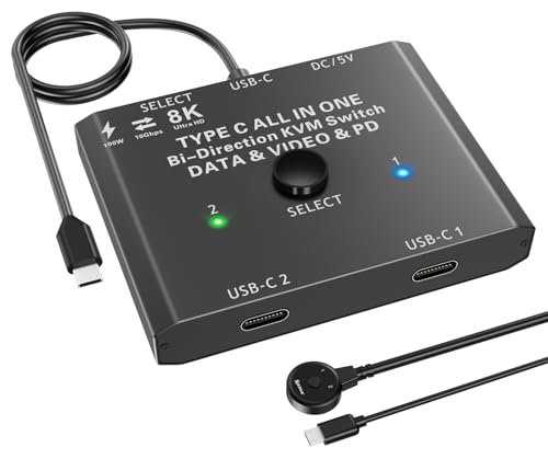 YOUTINGHDAV USB C Switch, KVM Switch 2 Laptops 1 Monitor 8K@60Hz / 4K@120Hz, USB C Switch 2 in 1 out, USB C-Switch 2 Laptop, KVM Switch USB C 100W PD Charging/USB 3.1 Gen 2 / 10Gbit/s/Wired Remote YOUTINGHDAV USB C Switch, KVM Switch 2 Laptops 1 Monitor 8K@60Hz / 4K@120Hz, USB C Switch 2 in 1 out, USB C-Switch 2 Laptop, KVM Switch USB C 100W PD Charging/USB 3.1 Gen 2 / 10Gbit/s/Wired Remote von YOUTINGHDAV