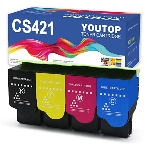 YOUTOP 4 Farbe Toner kompatibel für Lexmark CX421adn CS421dn CS521dn (CS421BCMY-2K/1.4K) von YOUTOP