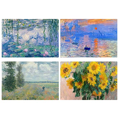 Seerosen-Tischsets, 4er-Set, Monet-Gemälde, 45,7 x 30,5 cm, rustikale Vintage-Tischsets für Esstisch von YOUWOUS