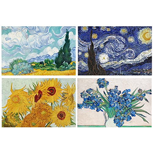 Sonnenblumen-Platzdeckchen, 4 Stück, Van Gogh, Gemälde für Küchentisch, gewebtes Vinyl, rutschfest, waschbar, PVC-Tischset von YOUWOUS