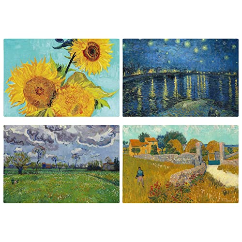 Tischsets Set mit 4 Van Gogh Gemälden, 45,7 x 30,5 cm, Sternennacht, rustikale Vintage-Tischsets für Esstisch von YOUWOUS