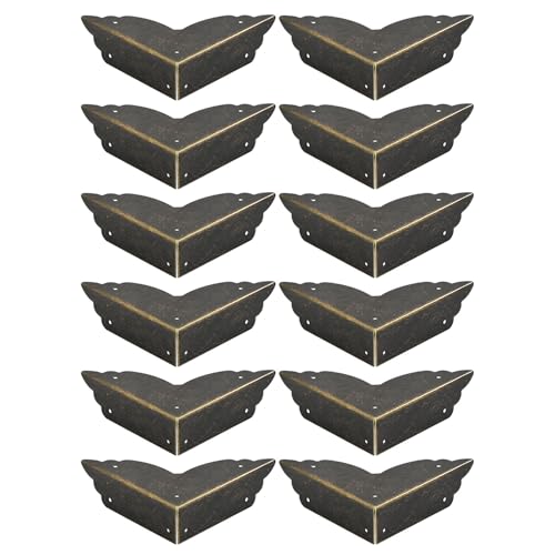 12 Stück Metall Eckschutz, Antik Messing Möbel Eckschutz - mit Schraube Eckschutz für Möbel Schränke Protektor-Ecke von YOUXISC