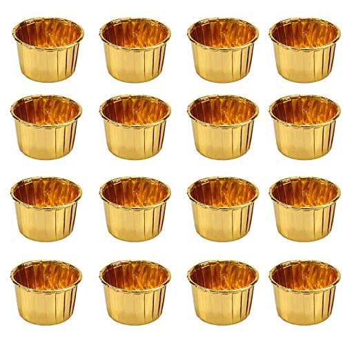 50 Stück Muffinform Gold, Mini Muffins Papierförmchen, Cupcake Muffin Förmchen aus Aluminiumfolie, Cupcake Formen Gold, Einweg-Backbecher, für Weihnachten, Hochzeit, Geburtstagsfeier von YOUYIKE