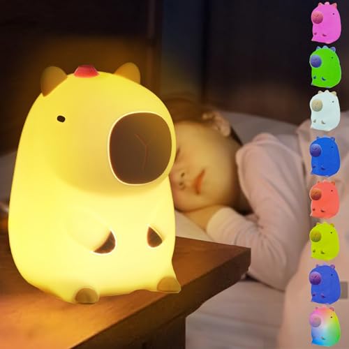 YOUYIKE Nachtlicht Kinder Capybara, Capybara Silikon Kinder, 7 Farben Dimmbar, Touch&Switch-Steuerung, Niedliches Nachtlicht USB Wiederaufladbar, für Kinderzimmer von YOUYIKE