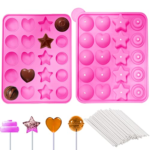 YOUYIKE Silikon Cake Pop Backform,4 in 1 Cake Pop Formen,Silikon Lollipop Form,Tablett Cake Pop Form für Party Urlaub Backen Cupcake Chokolade und DIY Gelee von YOUYIKE