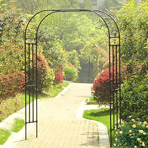 YOXALL Rosenbogen aus Metall, Rankhilfe Rankgitter Pergola Torbogen, wetterfest Gartenbogen, für Kletterpflanzen, breit 150cm 180cm 200cm 210cm 300cm, Schwarz (Size : B180 x H240cm) von YOXALL