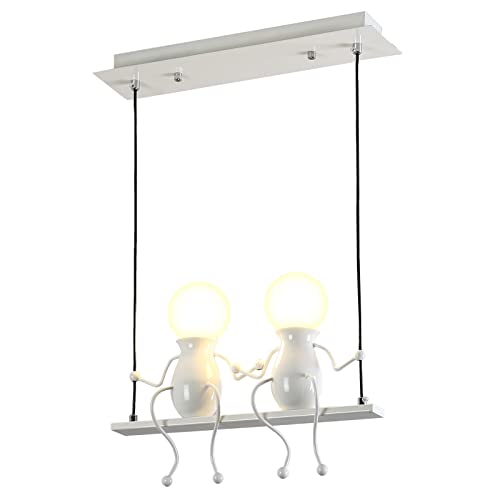 YOXANG Kreativ LED Pendelleuchte Decke Modern Doppelt Kleine Leute Hängelampen Einstellbar Hängende Lichter Esszimmer Eisen Karikatur Puppe Kronleuchter Deckenleuchten 2×E27 Backfarbe Weiß YOXANG Kreativ LED Pendelleuchte Decke Modern Doppelt Kleine Leute Hängelampen Einstellbar Hängende Lichter Esszimmer Eisen Karikatur Puppe Kronleuchter Deckenleuchten 2×E27 Backfarbe Weiß von YOXANG