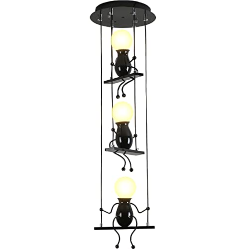 YOXANG Pendelleuchte Decke Schlafzimmer Kreativ 3 Kleine Leute Hängelampen Einstellbar Hängende Lichter Esszimmer Dekor Eisen Karikatur Puppe Kronleuchter Deckenleuchten E27 Basis Backfarbe Schwarz YOXANG Pendelleuchte Decke Schlafzimmer Kreativ 3 Kleine Leute Hängelampen Einstellbar Hängende Lichter Esszimmer Dekor Eisen Karikatur Puppe Kronleuchter Deckenleuchten E27 Basis Backfarbe Schwarz von YOXANG