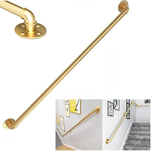 YOY-FS Modern Treppe Handlauf, Behinderte Altere Menschen Haltegriffe Gold Metall Treppengeländer, Innen Aussen Sicherheits Stiegengeländer Halterung (Size : 100cm) von YOY-FS