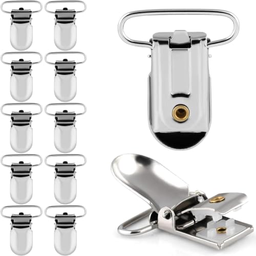 YOYEAH 10 Stück Schnullerketten Clips - Silber Hosenträger Clips mit Entenschnabel Form für Schnuller, Spielzeug und mehr - Praktische Clips für Kleidung von YOYEAH