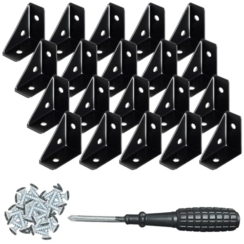 YOYEAH 20 STK Winkelverbinder Schraubenset - Eckwinkel Metall Schwarz für Möbelbau, Bettverbinder & Schreibtischkanten - Universeller Corner Connector für Befestigungswinkel aus Edelstahl YOYEAH 20 STK Winkelverbinder Schraubenset - Eckwinkel Metall Schwarz für Möbelbau, Bettverbinder & Schreibtischkanten - Universeller Corner Connector für Befestigungswinkel aus Edelstahl von YOYEAH