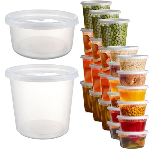 YOYEAH 24 Sets Deli Container, 12oz & 24oz, Kunststoffbehälter mit Deckel, Deli Cups & Food Container - BPA-frei, Wiederverwendbar, Dicht, Spülmaschinen, Mikrowelleneeignet und Gefriersicher YOYEAH 24 Sets Deli Container, 12oz & 24oz, Kunststoffbehälter mit Deckel, Deli Cups & Food Container - BPA-frei, Wiederverwendbar, Dicht, Spülmaschinen, Mikrowelleneeignet und Gefriersicher von YOYEAH