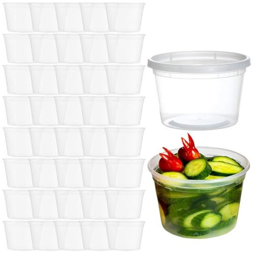 YOYEAH 40 Stück Kunststoffbehälter mit Deckel - 530ml/16oz wiederverwendbare Aufbewahrungsbecher für Lebensmittel, auslaufsichere Deli-Container (40 Sets - 16 oz) von YOYEAH