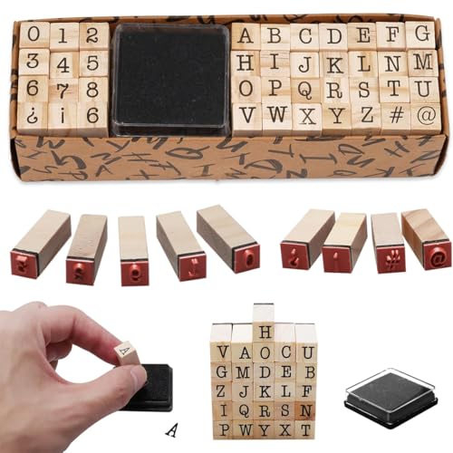 YOYEAH Buchstaben Stempel Set, 40 Stück Holzstempel mit Stempelkissen, Buchstaben, Zahlen & Symbole. Ideal für DIY Basteln, Tagebuch & Handwerk. Stempelset, Buchstabenstempel für vielseitigen Einsatz YOYEAH Buchstaben Stempel Set, 40 Stück Holzstempel mit Stempelkissen, Buchstaben, Zahlen & Symbole. Ideal für DIY Basteln, Tagebuch & Handwerk. Stempelset, Buchstabenstempel für vielseitigen Einsatz von YOYEAH