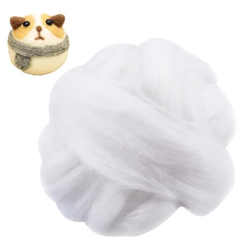 YOYEAH Filzwolle Roving Wolle - 100g/3.52oz Weiß, Filzwolle, Märchenwolle, Faser Roving Woll, Weiche Filzwolle für Trocken und Nassfilzen YOYEAH Filzwolle Roving Wolle - 100g/3.52oz Weiß, Filzwolle, Märchenwolle, Faser Roving Woll, Weiche Filzwolle für Trocken und Nassfilzen von YOYEAH