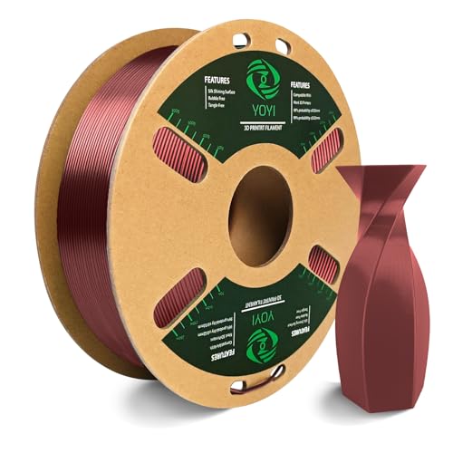 YOYI YOYI Silk PLA 3D Drucker Filament, Glänzende Seide PLA Filament 1.75 mm, Maßgenauigkeit +/- 0.02 mm, 1kg Kartonspule (2.2lbs), Fit die meisten FDM Drucker, Dunkelrot von YOYI YOYI