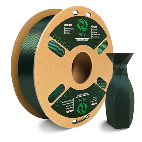 YOYI YOYI Silk PLA 3D Drucker Filament, Glänzende Seide PLA Filament 1.75 mm, Maßgenauigkeit +/- 0.02 mm, 1kg Kartonspule (2.2lbs), Fit die meisten FDM Drucker, Olivgrün von YOYI YOYI