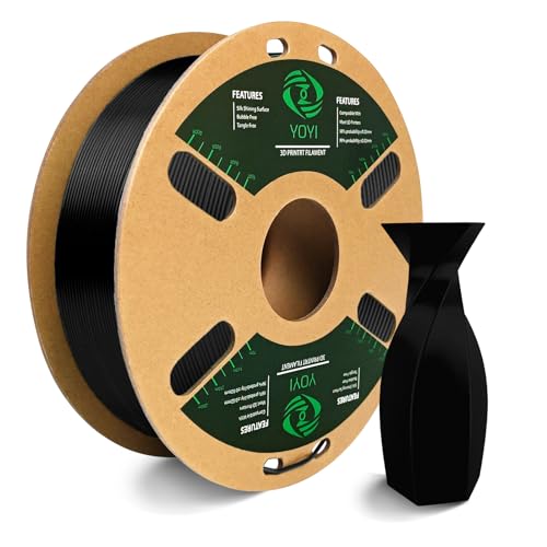 YOYI YOYI Silk PLA 3D Drucker Filament, Glänzende Seide PLA Filament 1.75 mm, Maßgenauigkeit +/- 0.02 mm, 1kg Kartonspule (2.2lbs), Fit die meisten FDM Drucker, Seide schwarz von YOYI YOYI