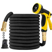 Gartenschlauch 50ft 15m stärkster Schlauch Latex Double Magic Garden mit 9-Funktions-Spritzpistole Massivmessing-Anschluss 【Eingefahrene Länge von YOYO