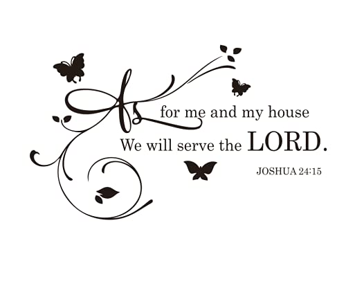 Joshua Zitat Wandaufkleber "As for me and My House We Will Serve The Lord Bibelvers Schriftzug", abnehmbares Wandbild für Wohnzimmer, Kinderzimmer, TM-30 (schwarz) von YOYOYU ART HOME DECOR