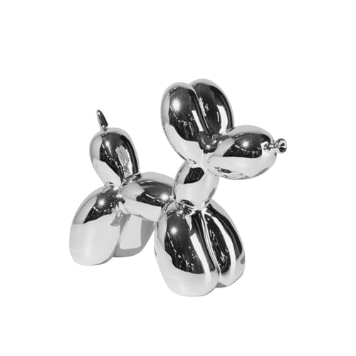 YOYUMI Electroplated Silber Ballon Hund skulptur Ornament Harzmaterial perfekt als Dekoration für Wohnzimmer und Büroschreibtisch kleine Größe 19 x 8,5 x 17 cm von YOYUMI
