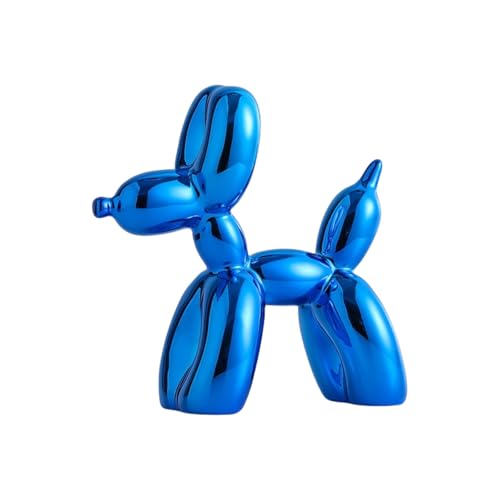 YOYUMI Galvanisiert Ballon Hund Skulptur, Luxus Ornament, Harzstatue für Wohnzimmer Schlafzimmer Bürodekor, Hochglanz Finish Dekorative Statuen, Blau 9,5 x 9,5 x 4 cm von YOYUMI