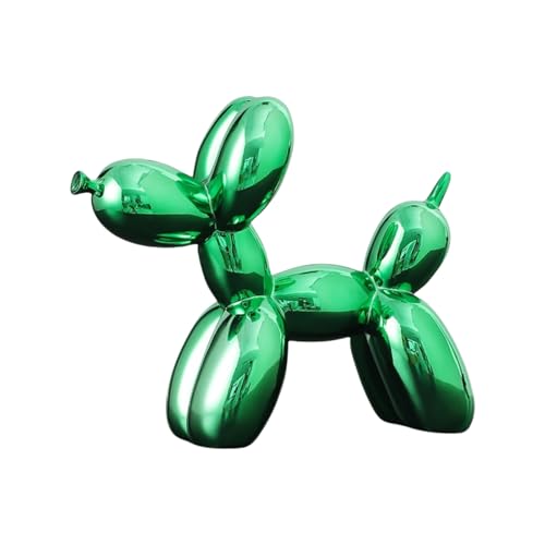 YOYUMI Galvanisiert Ballon Hund skulptur, Luxus Ornament, Harzstatue für Wohnzimmer, Schlafzimmer, Bürodekor, Hochglanzoberfläche, Grün, 18 x 20 x 9 cm von YOYUMI
