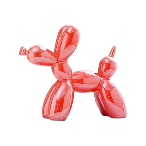 YOYUMI Galvanisiert Ballon Hund skulptur, Ornament, glänzende Keramikstatue für Wohnzimmer, Schlafzimmer, Schaufenster und Bürodekor, 22 x 18 x 8 cm, Rot von YOYUMI