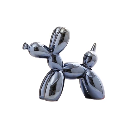 YOYUMI Galvanisierte Ballon Hund skulptur Ornamente, glänzende Keramikstatue für Wohnzimmer, Schlafzimmer und Bürodekor-Blaugrau 10,5 * 10,5 * 4 cm von YOYUMI