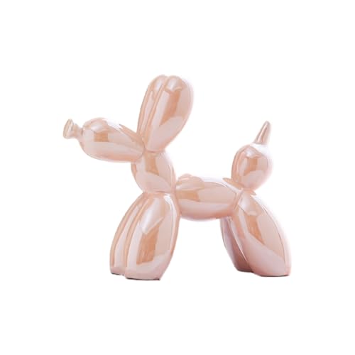 YOYUMI Galvanisierte Ballon Hund skulptur Ornamente, glänzende Keramikstatue für Wohnzimmer, Schlafzimmer und Bürodekor-Rosa 10,5 * 10,5 * 4 cm von YOYUMI