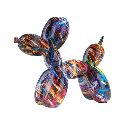 YOYUMI Luftballon Hund Skulptur Bunte Graffiti Ornamente Dekorationen für Schlafzimmer Kreative Wohndekorationen Büro Ornamente 22 * 18 * 8.5cm Feuerwerk von YOYUMI