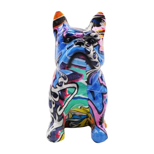 YOYUMI Skulptur Bunte Bulldogge Aus Kunstharz Kunsthandwerk Wohnzimmer-Dekoration Eingangsbereich Weinschrank-Dekoration Graffiti von YOYUMI