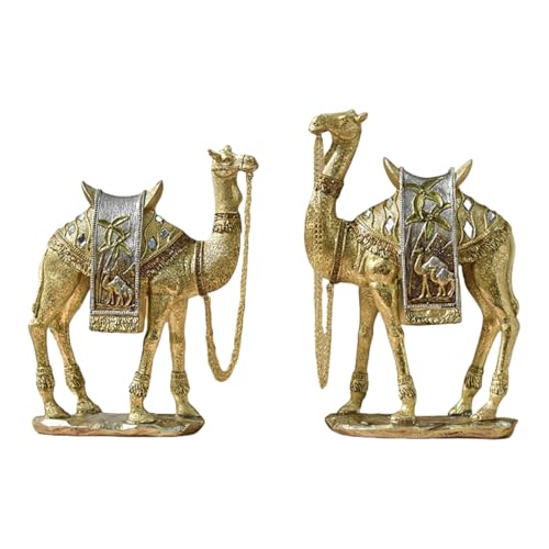 YOYUMI Statue Camel Nahost-Kunstornamente Im Klassischen Stil Für Zuhause Weinschrank Wohnzimmer Veranda Fernsehschrank Dekoration – 2 Sets von YOYUMI