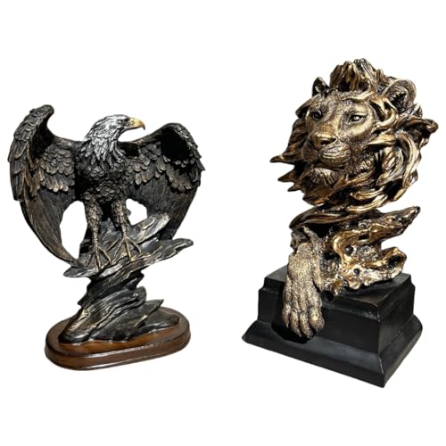 YOYUMI Statue Löwenkopf-Schnitzornamente Heim-Wohnzimmer Kunsthandwerk Aus Kunstharz Büro-Desktop-Dekorationen Weinschrank-Dekorationen von YOYUMI