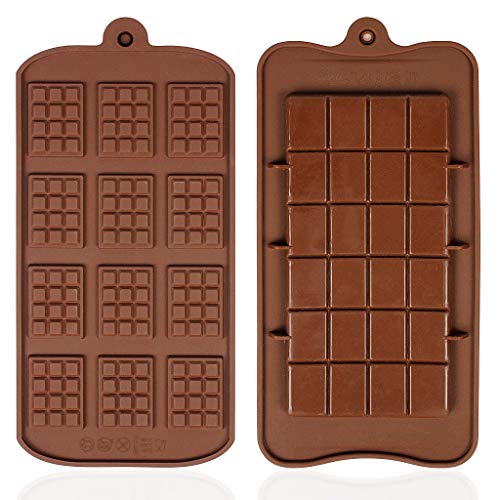 YOYUSH 2 Stück Silikonbackform Schokoladenformen, Antihaftbeschichtung, leicht abzunehmen, für Mini-Schokoladentafeln, auch als Eiswürfelform, für Süßigkeiten, Schokolade, Backen, Küche von YOYUSH