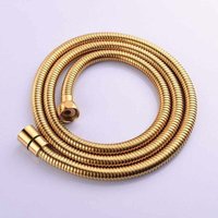 2 m (78 Zoll) flexibler Duschschlauch aus goldfarbenem, knicksicherem Edelstahl mit Anschlussstück aus massivem Messing von YOZHIQU