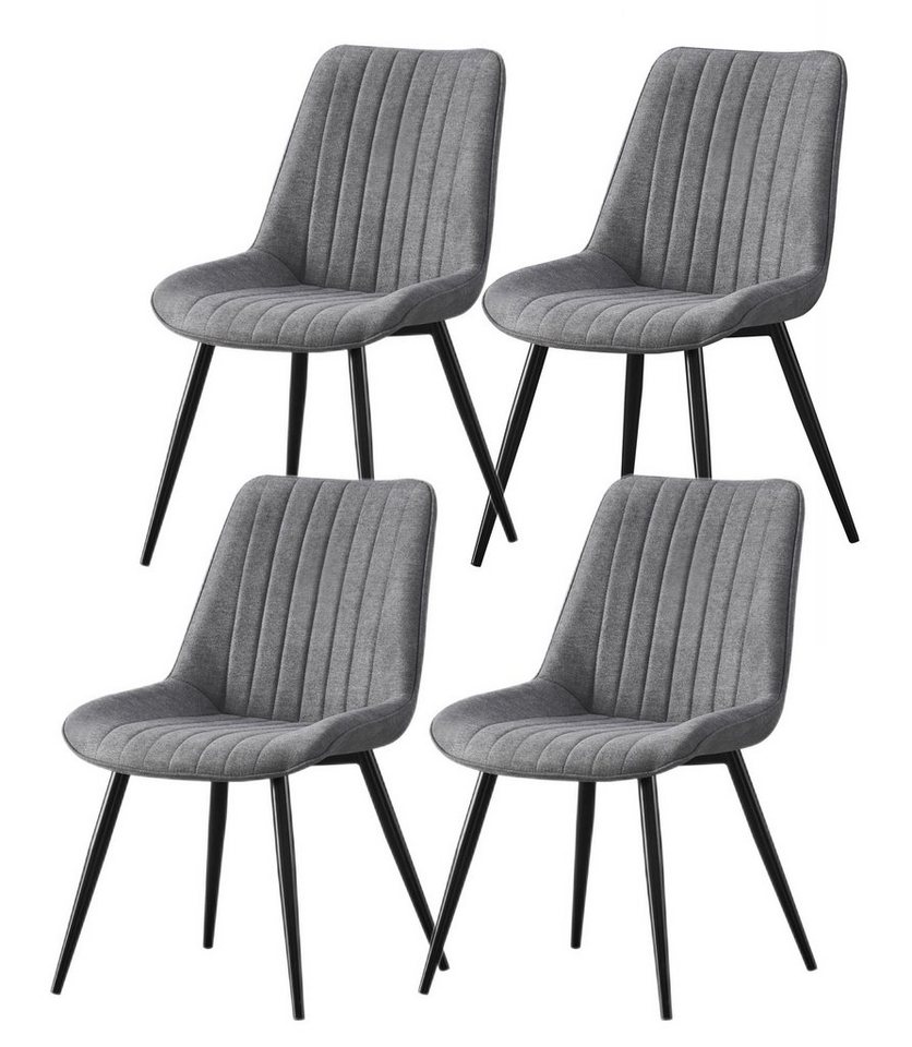 YOZI Esszimmerstuhl 2/4/6 Esszimmer Stühle Küchenstuhl Polsterstuhl Leinen+Metall grau (4 St), 2 oder 4 oder 6 St. Esszimmerstuhl von YOZI
