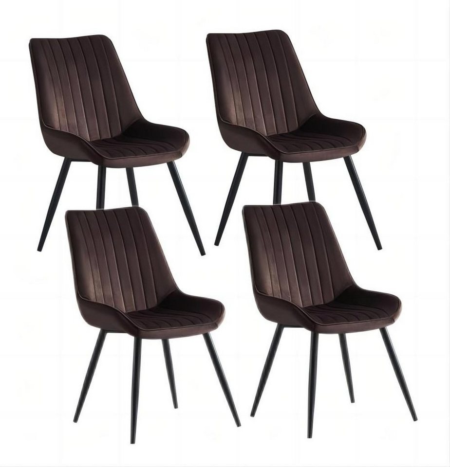 YOZI Esszimmerstuhl 4er Esszimmer Stühle Polsterstuhl Samtbezug schwarz Metall Gestell (4er Set), 4 Stück, 4er Set von YOZI