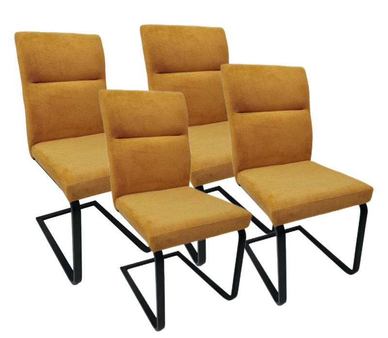 YOZI Freischwinger Freischwinger Esszimmer- Polsterstuhl Polyester Metall gelb (Packung, 4 St) von YOZI