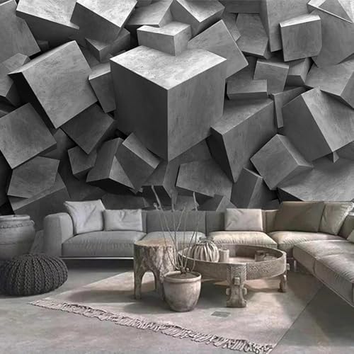 YOZYOOOZ Abstraktes geometrisches Muster in schwarzem und grauem Zement, 3D-Wandmalerei, abziehbare und aufklebbare Tapete, geeignet als Hintergrund für Schlafzimmer, Wohnzimmer und Fernseher YOZYOOOZ Abstraktes geometrisches Muster in schwarzem und grauem Zement, 3D-Wandmalerei, abziehbare und aufklebbare Tapete, geeignet als Hintergrund für Schlafzimmer, Wohnzimmer und Fernseher von YOZYOOOZ