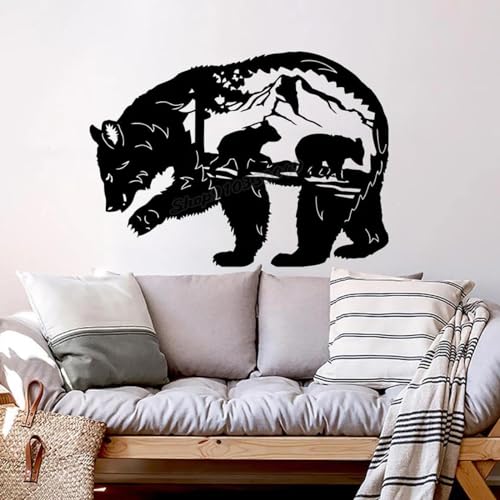 YOZYOOOZ Bär Silhouette Wandaufkleber Bär Vinyl Aufkleber Bär Wald Berge Wandaufkleber Kunst Schlafzimmer Dekor Kinderzimmer Wand Dekor Kunst Aufkleber von YOZYOOOZ
