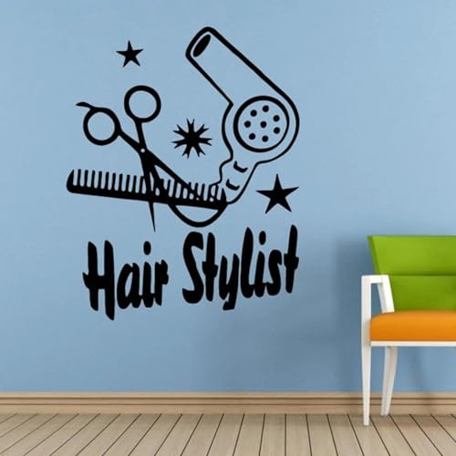 YOZYOOOZ Barber Shop Wandaufkleber Friseur Schere Kamm Bürste Haartrockner Salon Spa Fenster Wandaufkleber Friseursalon Vinyl Aufkleber von YOZYOOOZ