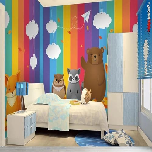 YOZYOOOZ Bunte Regenbogen-Tier-Kinderzimmer-3D-Wandtapete, selbstklebendes wasserdichtes PVC-Poster, geeignet für die Dekoration von Schlafzimmer und Wohnzimmer von YOZYOOOZ