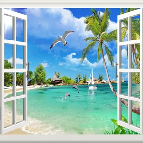 YOZYOOOZ Fensteransicht Strand Delfin Möwe Landschaft 3D Tapete Selbstklebendes Wandbild Geeignet für Mieter Geeignet für Schlafzimmer Wohnzimmer Kunstdekoration YOZYOOOZ Fensteransicht Strand Delfin Möwe Landschaft 3D Tapete Selbstklebendes Wandbild Geeignet für Mieter Geeignet für Schlafzimmer Wohnzimmer Kunstdekoration von YOZYOOOZ