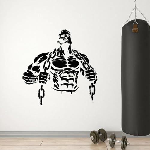 YOZYOOOZ Fitnessstudio-Logo Langhantel Muskel Bodybuilding Wandaufkleber Vinyl Wandaufkleber Männer Muskel Fitness Fitnessstudio Bodybuilding Sport Kunstaufkleber von YOZYOOOZ