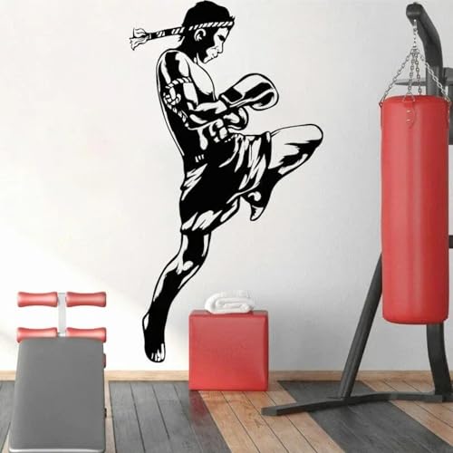 YOZYOOOZ Muay Thai Aufkleber Boxer Wandaufkleber Kampf Wandaufkleber Gym Jungen Zimmer Dekor Spielzimmer Vinyl Kunst Wandbild von YOZYOOOZ