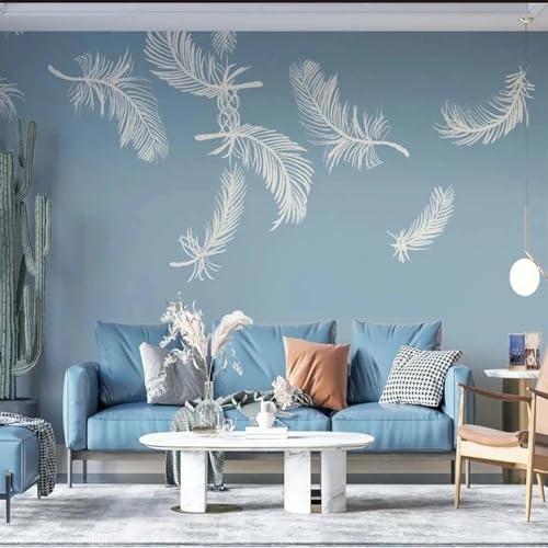 YOZYOOOZ Nordische Luxus-Tapete mit blauem Hintergrund und Federn, selbstklebendes Wandbild, geeignet für Mieter, geeignet für Schlafzimmer, Wohnzimmer, Kunstdekoration YOZYOOOZ Nordische Luxus-Tapete mit blauem Hintergrund und Federn, selbstklebendes Wandbild, geeignet für Mieter, geeignet für Schlafzimmer, Wohnzimmer, Kunstdekoration von YOZYOOOZ
