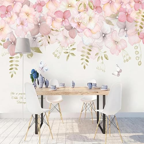 YOZYOOOZ Romantische pastorale rosa Blumen Schmetterling 3D Tapete Wohnzimmer TV Sofa Schlafzimmer Arbeitszimmer Kinderzimmer Wandkunst Dekoration von YOZYOOOZ