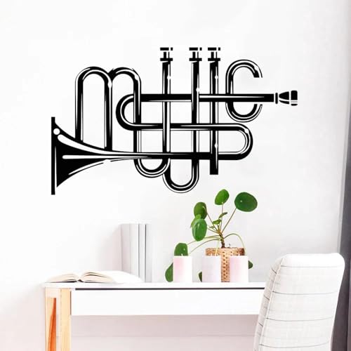 YOZYOOOZ Trompete Musikinstrument Wandaufkleber Musikinstrument Heimdekoration Schule Musik Klassenzimmer Vinyl Wohnzimmer Wandaufkleber Dekoration DIY Wandkunst von YOZYOOOZ